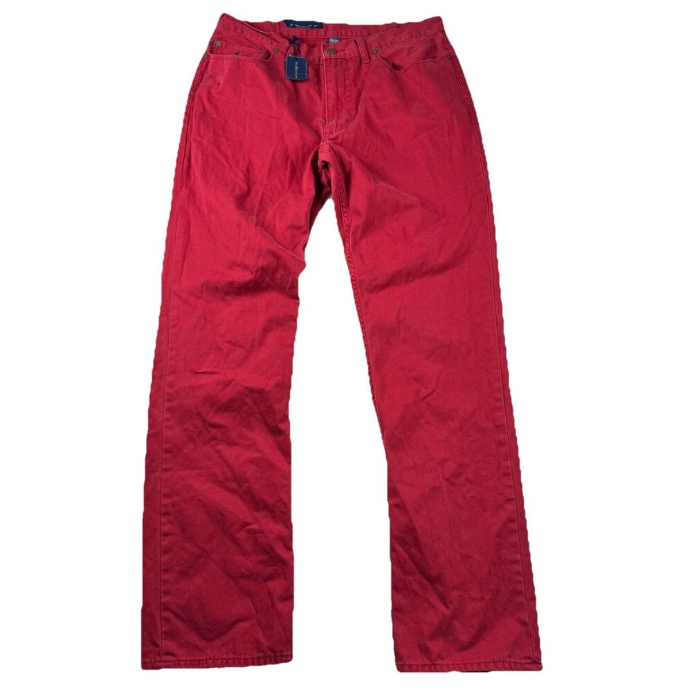 Polo Ralph Lauren Denim Pants Men's 36x34 Red Cotton Stretch Straight Preppy NWT